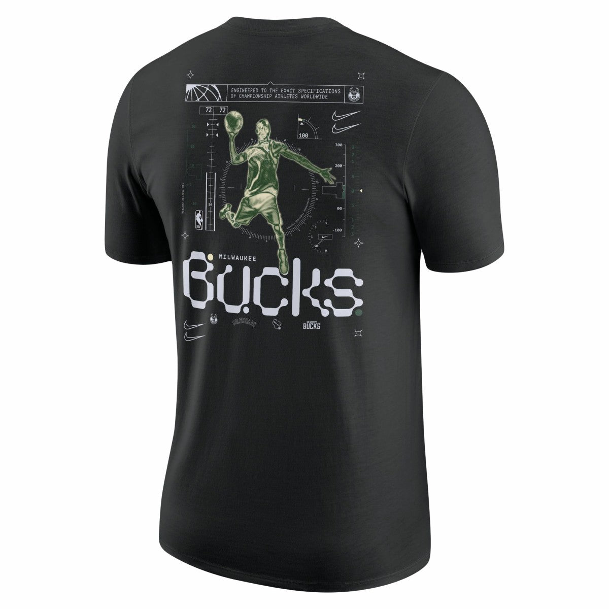 Black Milwaukee Bucks Courtside Air Traffic Control Max90 T-Shirt | NBA