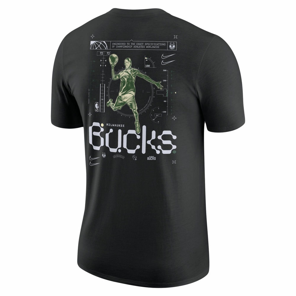 Black Milwaukee Bucks Courtside Air Traffic Control Max90 T-Shirt | NBA