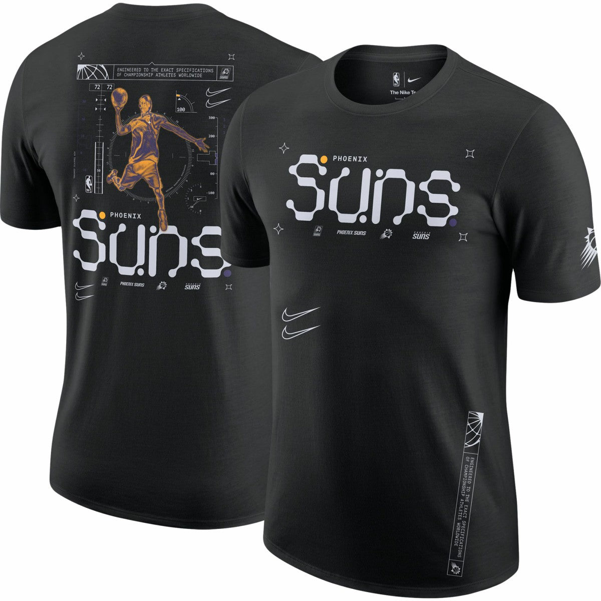 Black Phoenix Suns Courtside Air Traffic Control Max90 T-Shirt | NBA
