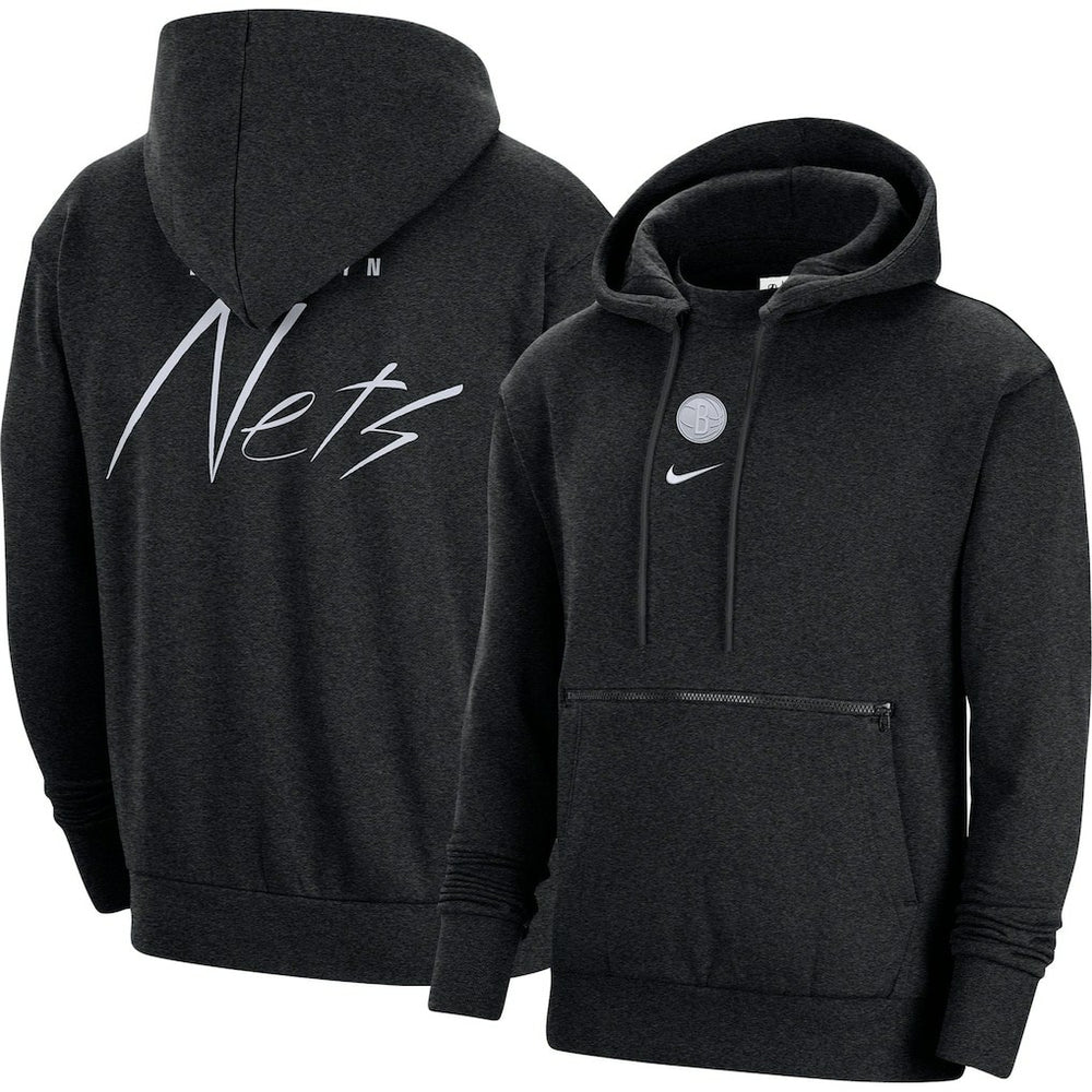 Heather Black Brooklyn Nets Courtside Versus Flight Pullover Hoodie | NBA
