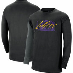 Black Los Angeles Lakers Courtside Versus Flight MAX90 Long Sleeve T-Shirt | NBA