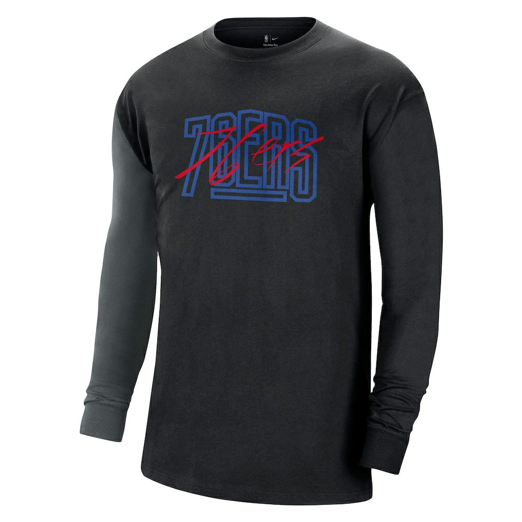 Black Philadelphia 76ers Courtside Versus Flight MAX90 Long Sleeve T-Shirt | NBA