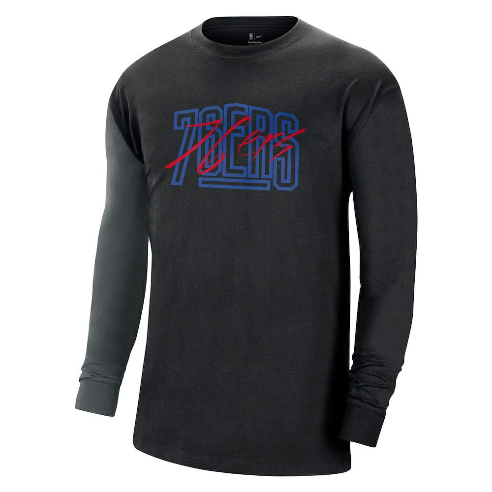 Black Philadelphia 76ers Courtside Versus Flight MAX90 Long Sleeve T-Shirt | NBA