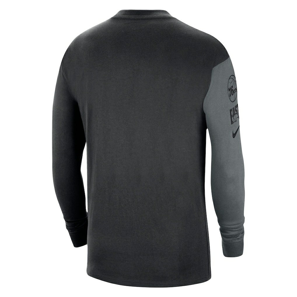 Black Philadelphia 76ers Courtside Versus Flight MAX90 Long Sleeve T-Shirt | NBA