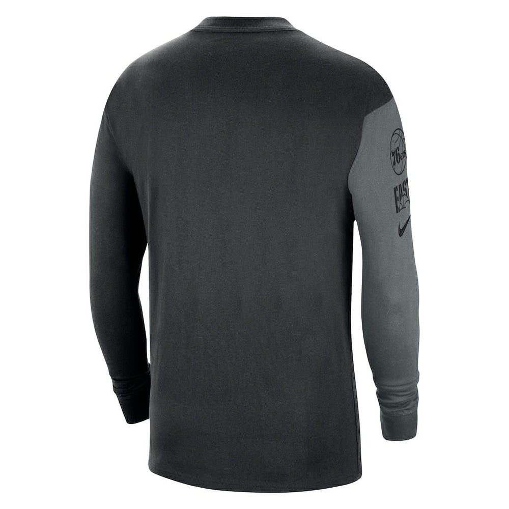 Black Philadelphia 76ers Courtside Versus Flight MAX90 Long Sleeve T-Shirt | NBA