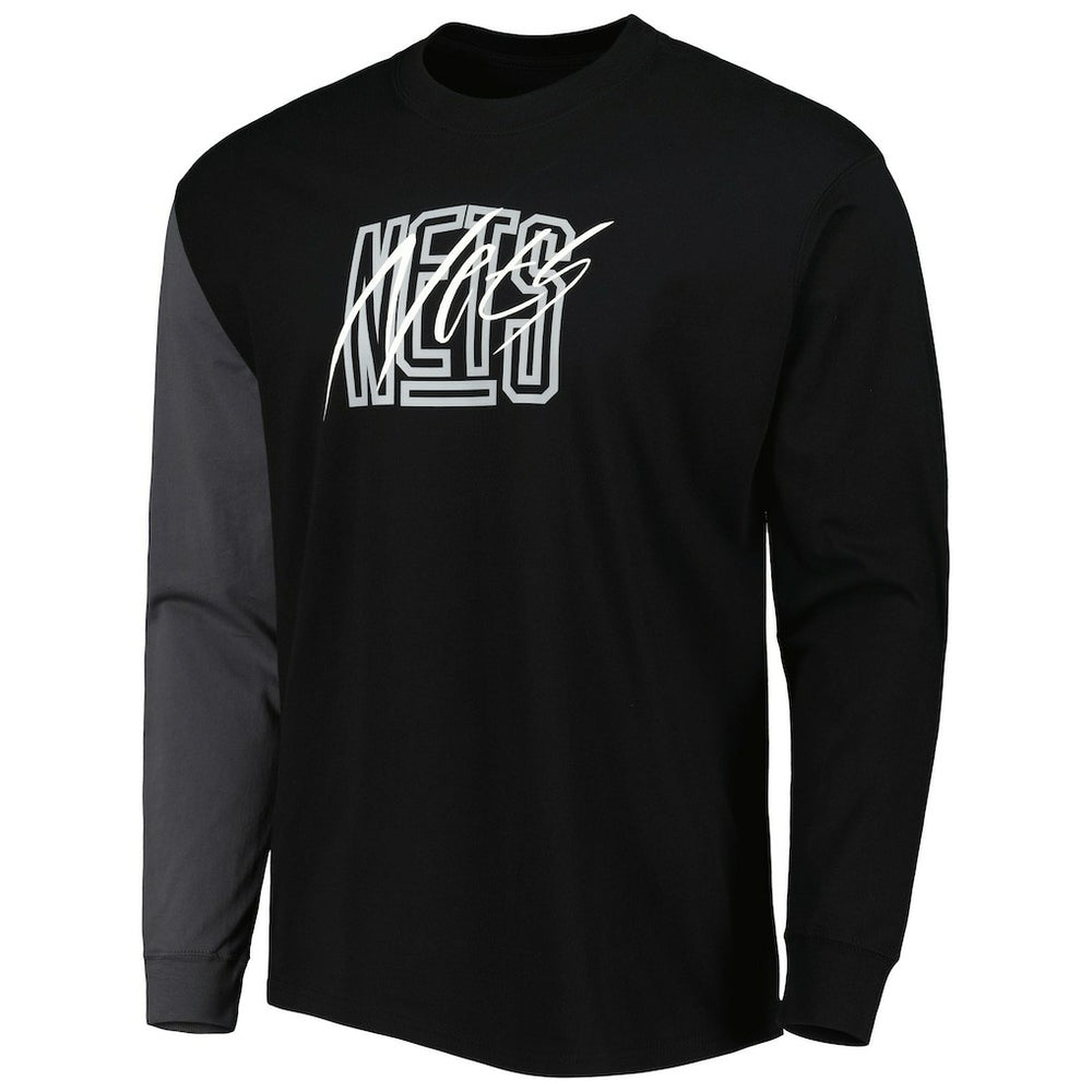 Black Brooklyn Nets Courtside Versus Flight MAX90 Long Sleeve T-Shirt | NBA
