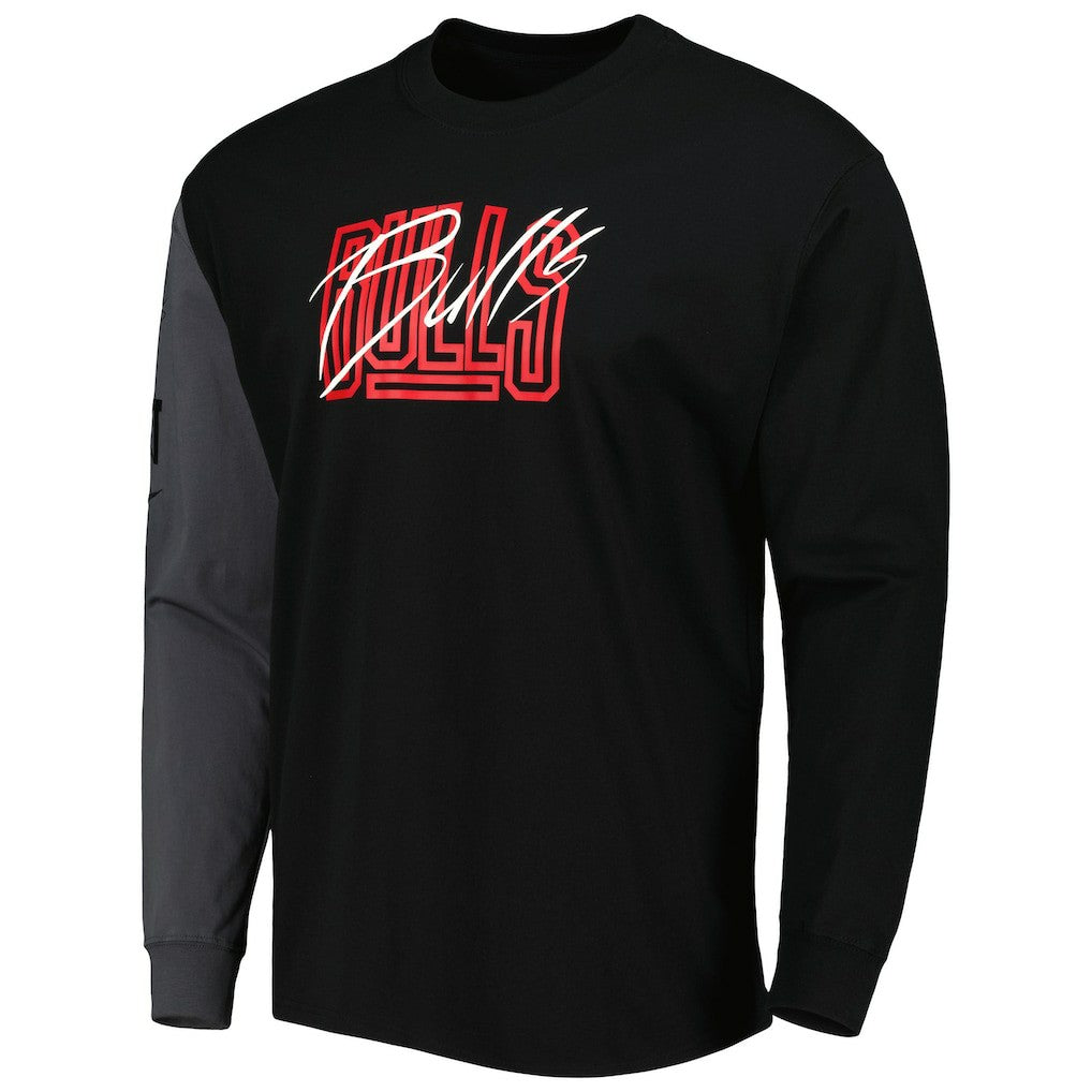 Black Chicago Bulls Courtside Versus Flight MAX90 Long Sleeve T-Shirt sale | NBA