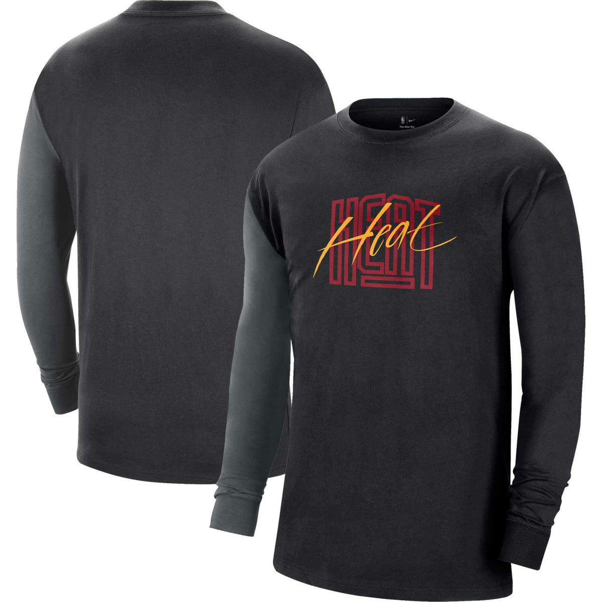 Black Miami Heat Courtside Versus Flight MAX90 Long Sleeve T-Shirt | NBA