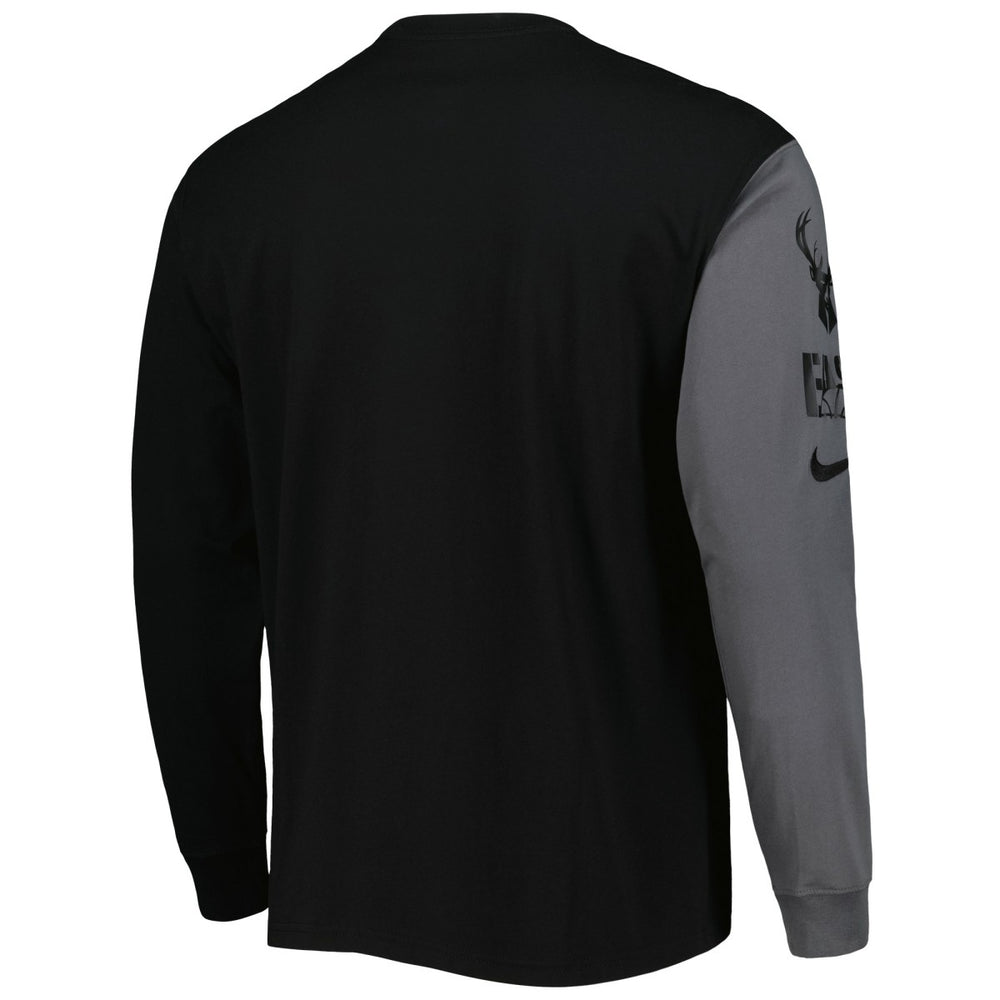 Black Milwaukee Bucks Courtside Versus Flight MAX90 Long Sleeve T-Shirt | NBA