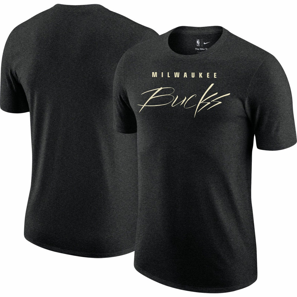 Heather Black Milwaukee Bucks Courtside Versus Flight Max90 T-Shirt | NBA