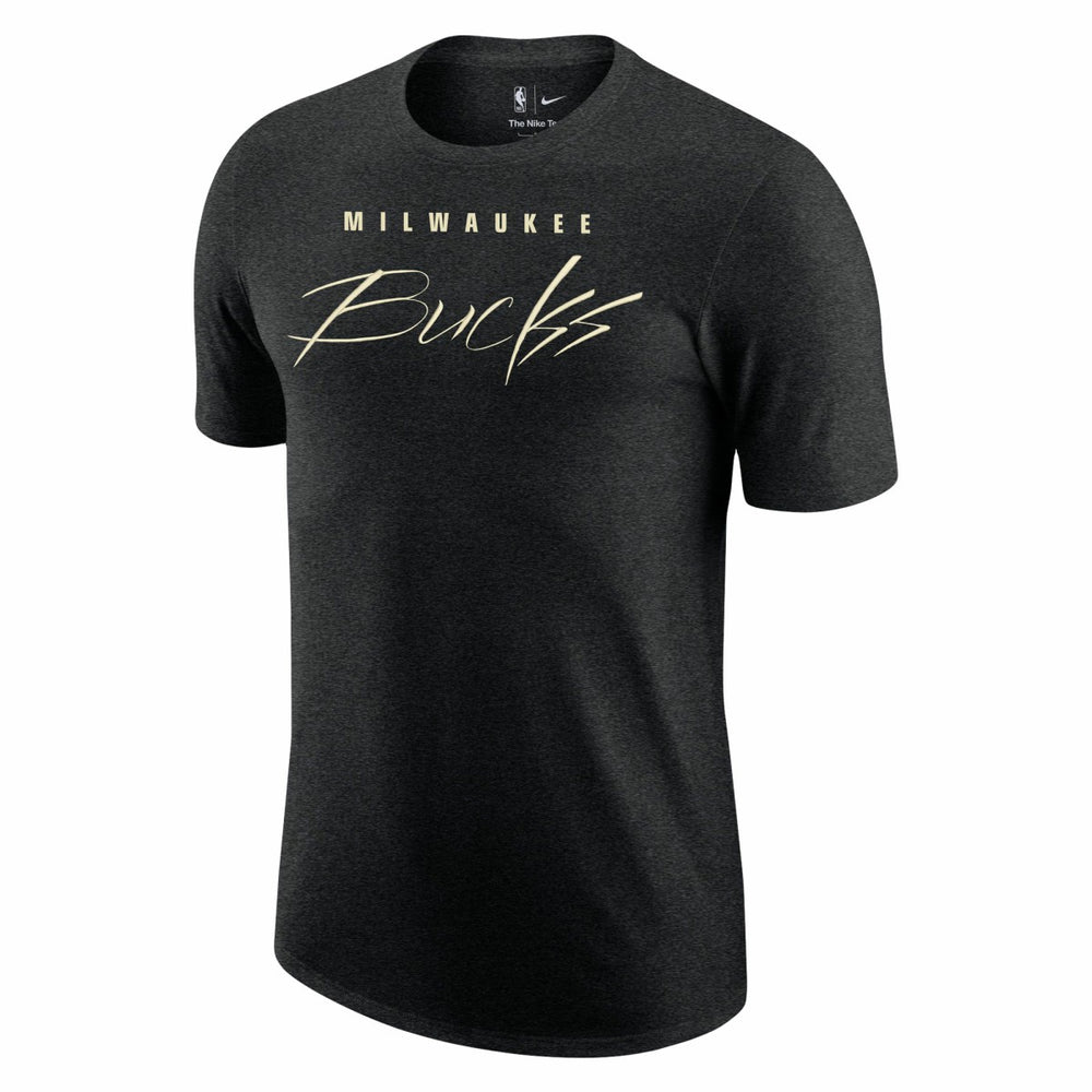 Heather Black Milwaukee Bucks Courtside Versus Flight Max90 T-Shirt | NBA