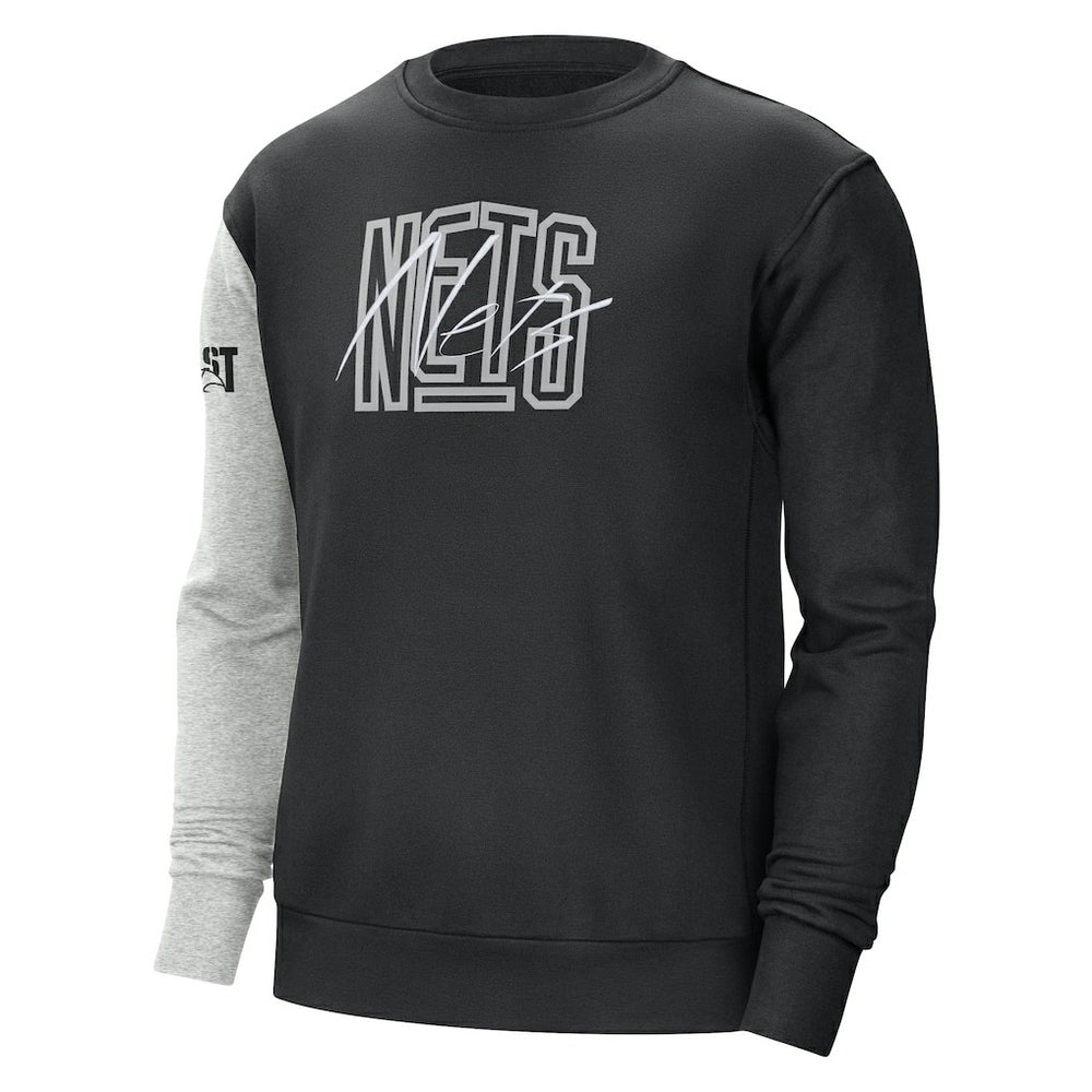 Black/Heather Gray Brooklyn Nets Courtside Versus Force & Flight Pullover Sweatshirt | NBA