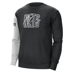 Black/Heather Gray Brooklyn Nets Courtside Versus Force & Flight Pullover Sweatshirt | NBA