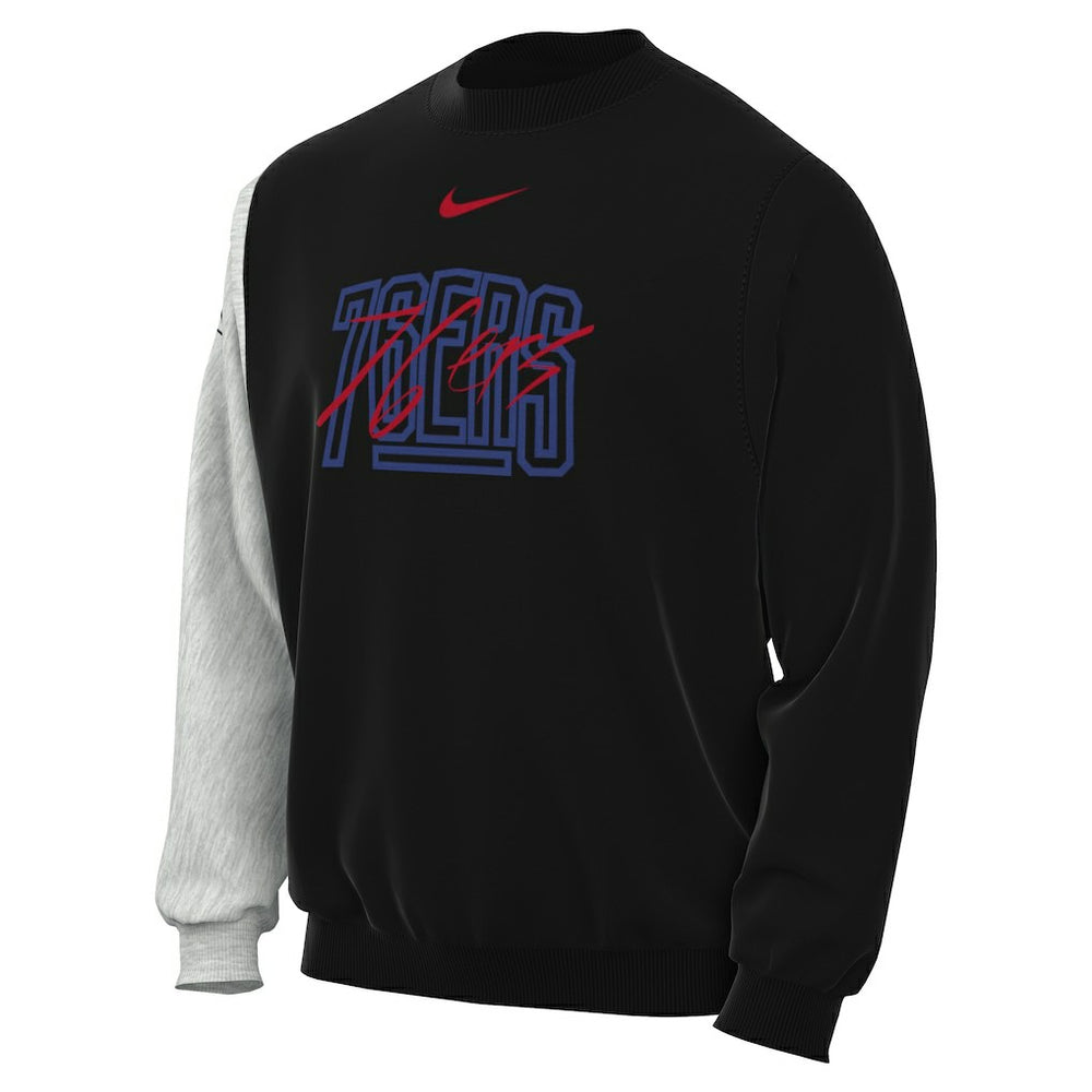 Black/Heather Gray Philadelphia 76ers Courtside Versus Force & Flight Pullover Sweatshirt | NBA
