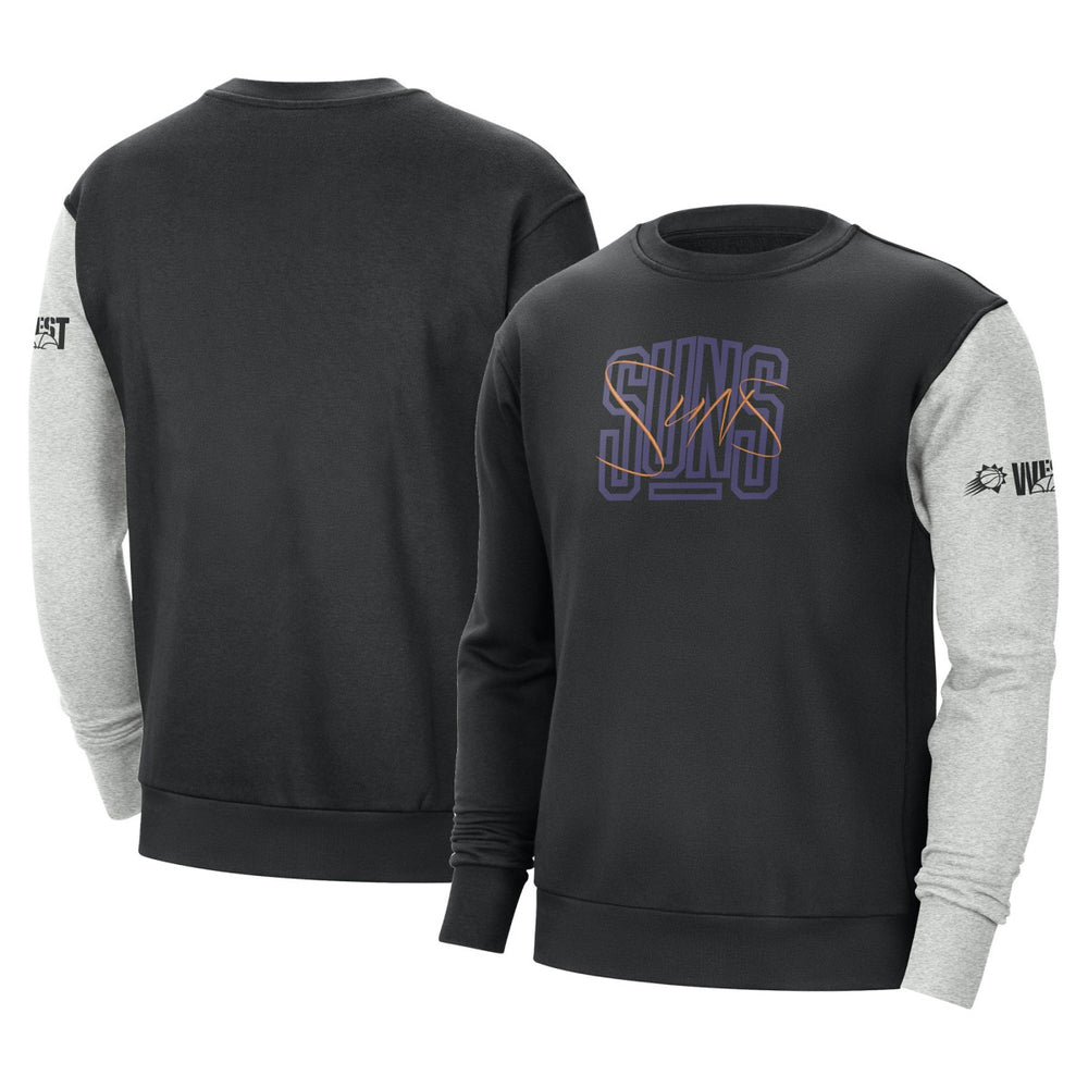Black/Heather Gray Phoenix Suns Courtside Versus Force & Flight Pullover Sweatshirt | NBA
