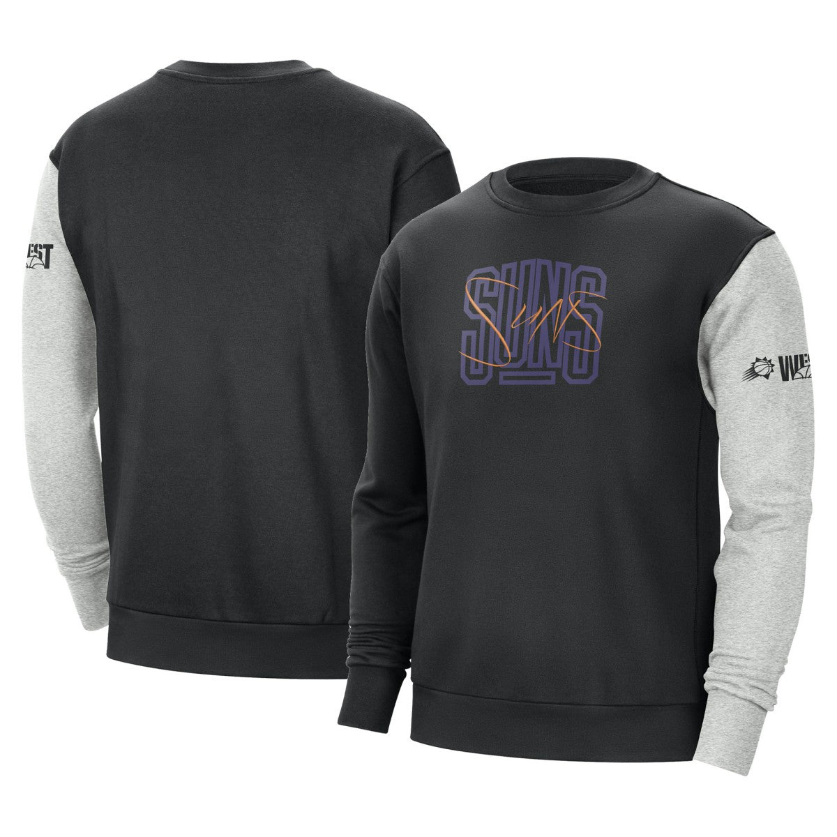 Black/Heather Gray Phoenix Suns Courtside Versus Force & Flight Pullover Sweatshirt | NBA
