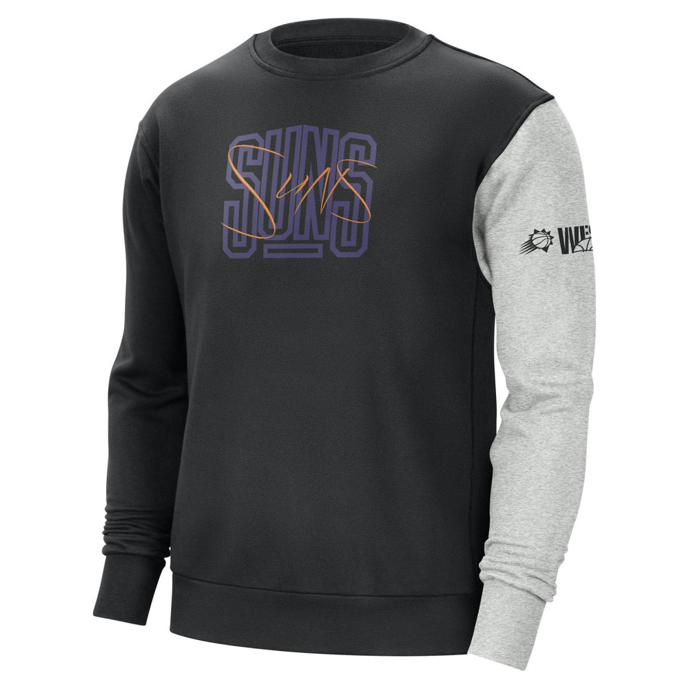 Black/Heather Gray Phoenix Suns Courtside Versus Force & Flight Pullover Sweatshirt | NBA