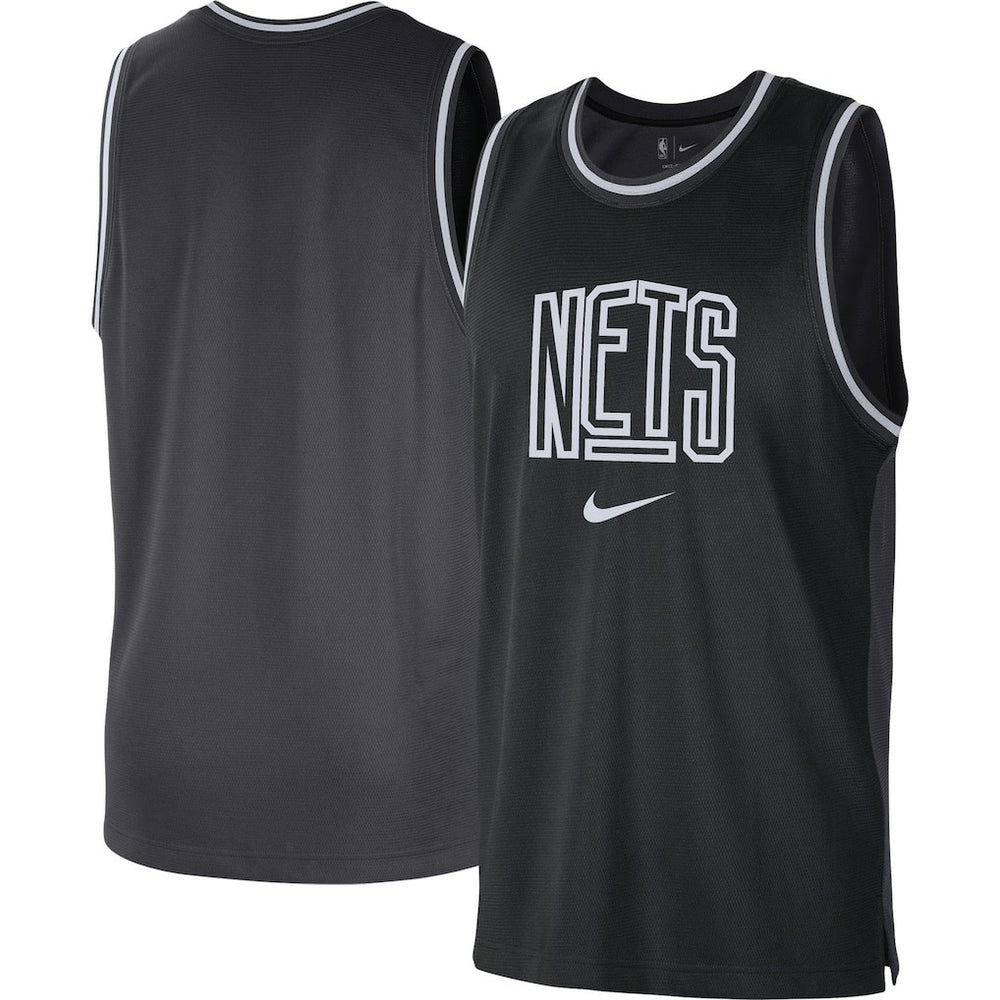 Black/Anthracite Brooklyn Nets Courtside Versus Force Split DNA Performance Mesh Tank Top | NBA