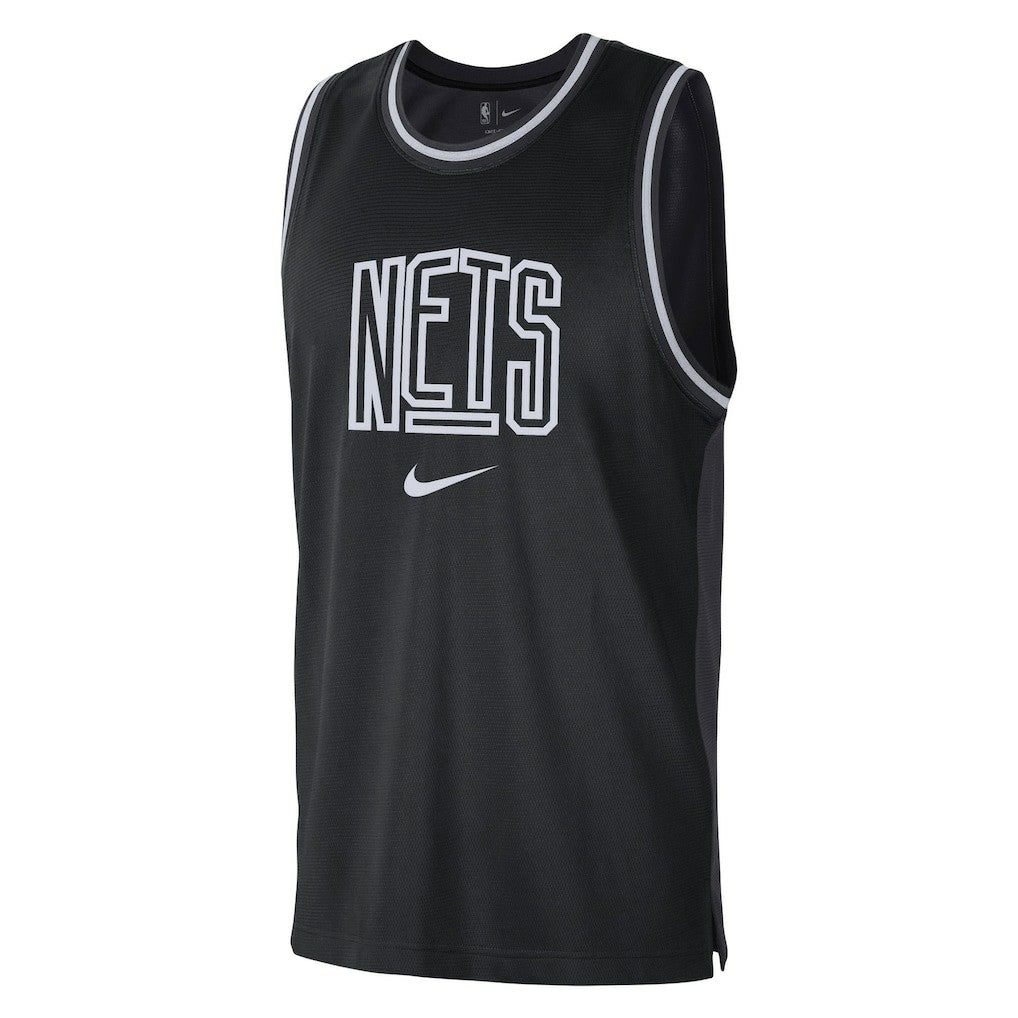 Black/Anthracite Brooklyn Nets Courtside Versus Force Split DNA Performance Mesh Tank Top | NBA
