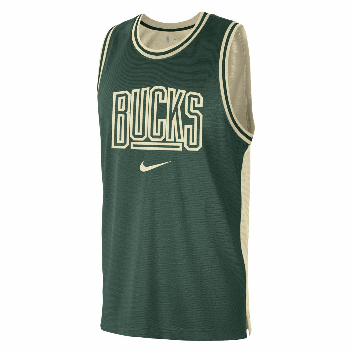Hunter Green/Cream Milwaukee Bucks Courtside Versus Force Split DNA Performance Mesh Tank Top | NBA