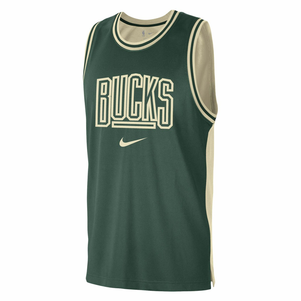 Hunter Green/Cream Milwaukee Bucks Courtside Versus Force Split DNA Performance Mesh Tank Top | NBA