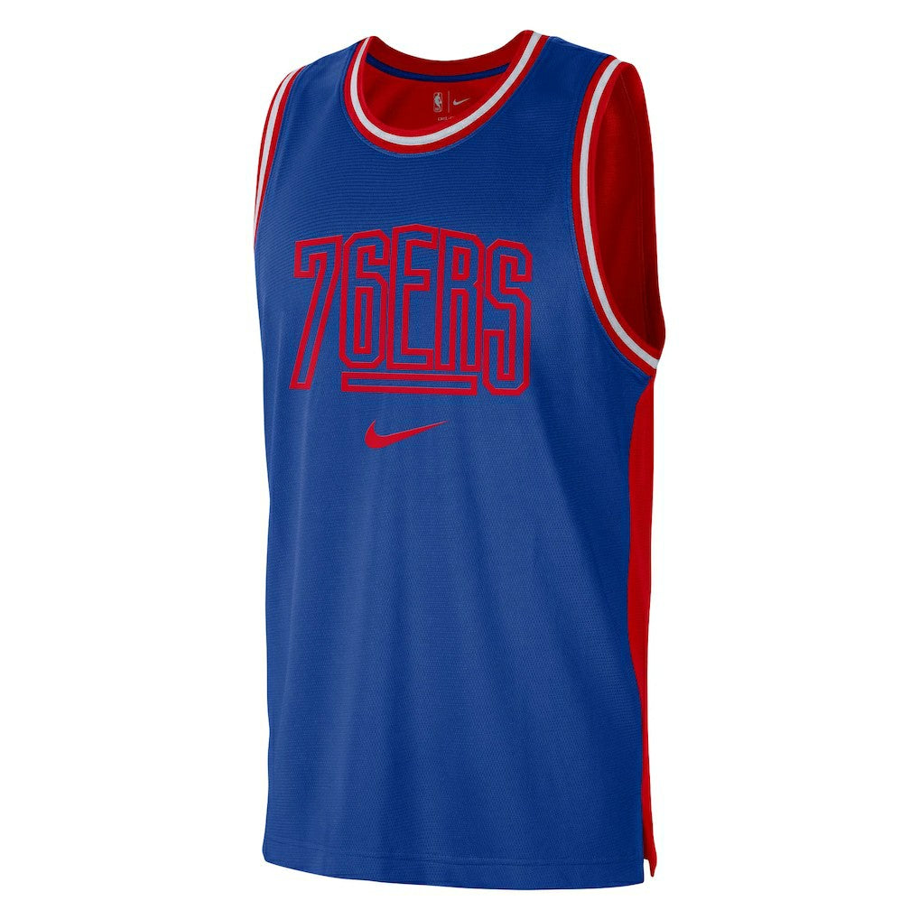 Royal/Red Philadelphia 76ers Courtside Versus Force Split DNA Performance Mesh Tank Top sale | NBA