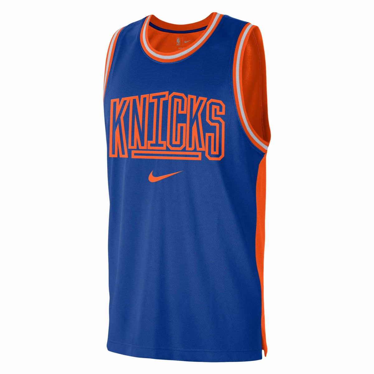 Blue/Orange New York Knicks Courtside Versus Force Split DNA Performance Mesh Tank Top | NBA