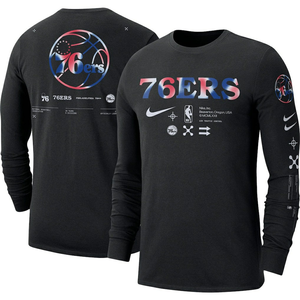 Black Philadelphia 76ers Essential Air Traffic Control Long Sleeve T-Shirt | NBA