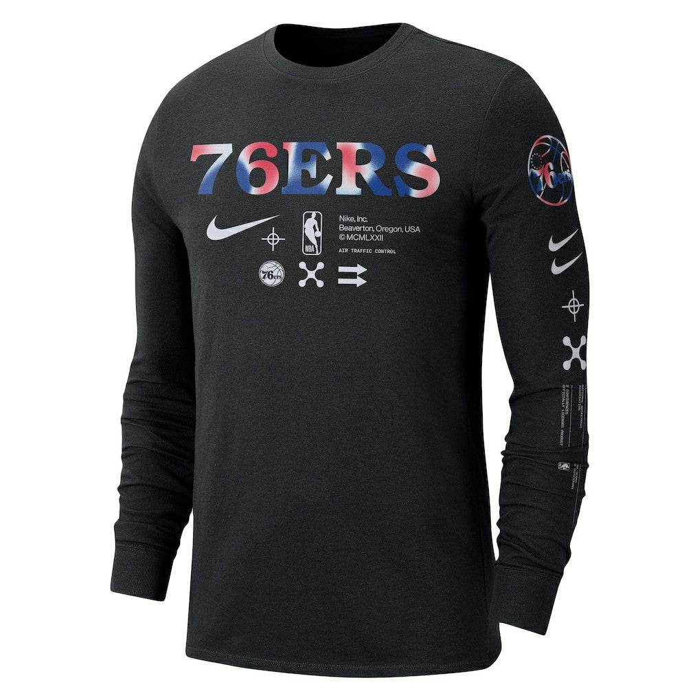 Black Philadelphia 76ers Essential Air Traffic Control Long Sleeve T-Shirt | NBA