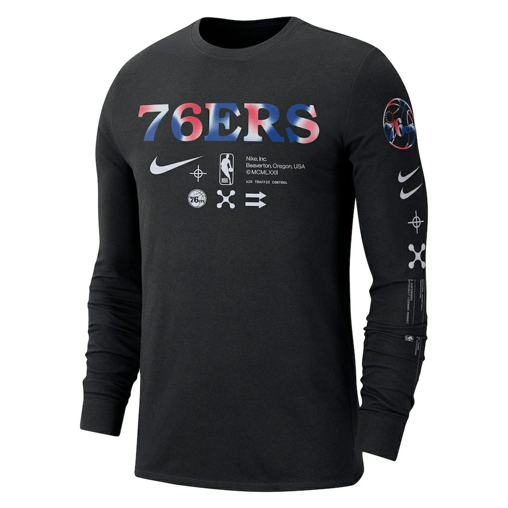 Black Philadelphia 76ers Essential Air Traffic Control Long Sleeve T-Shirt | NBA