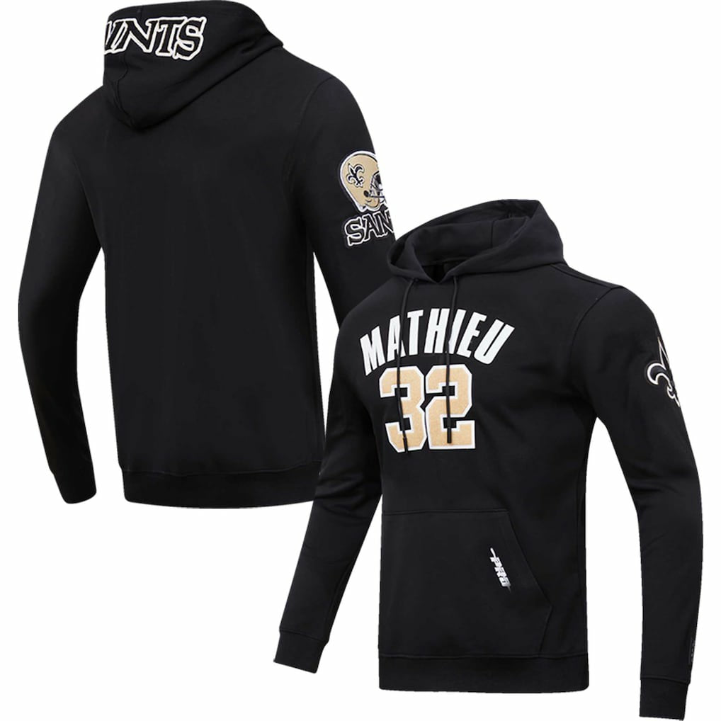 New Orleans Saints Tyrann Mathieu  Pro Standard Player Name & Number Pullover Hoodie | NFL Outlet