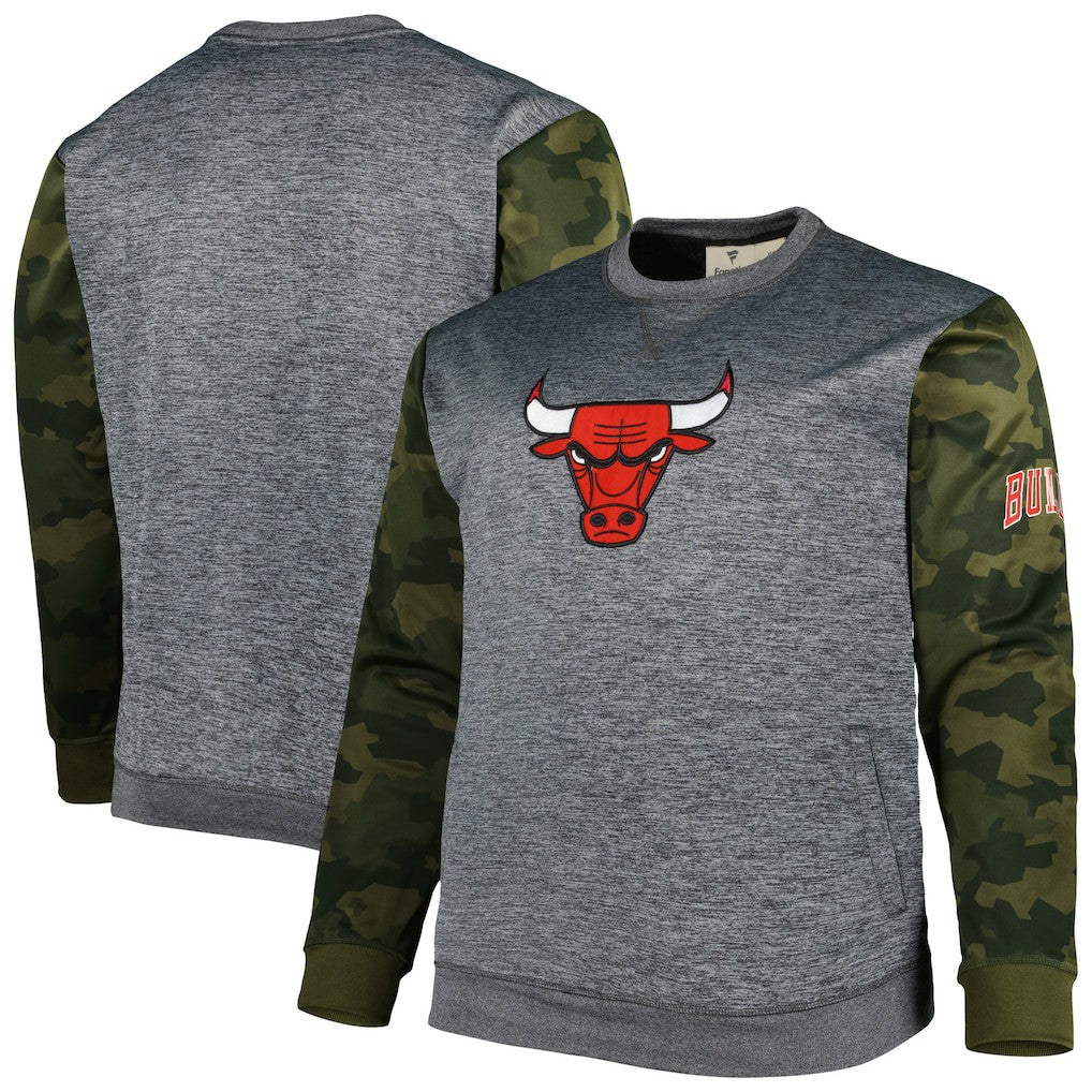 Heather Charcoal Chicago Bulls Big & Tall Camo Stitched Sweatshirt | NBA