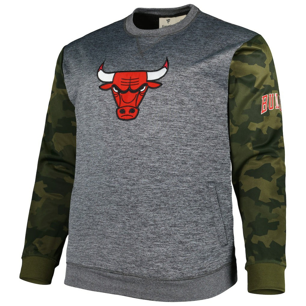 Heather Charcoal Chicago Bulls Big & Tall Camo Stitched Sweatshirt | NBA