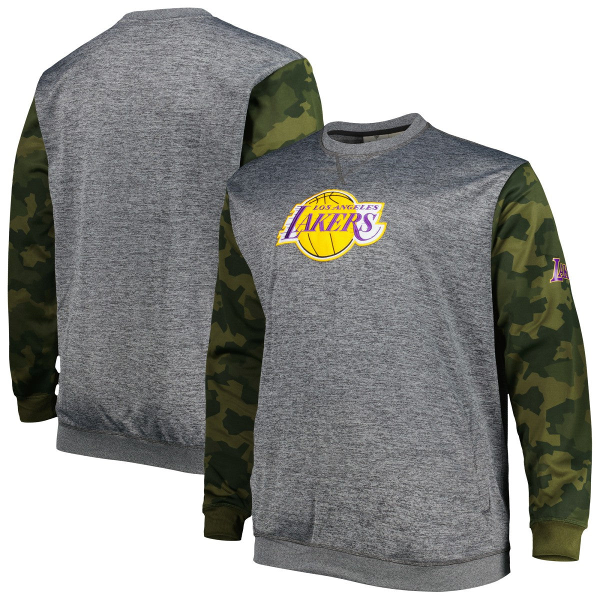 Heather Charcoal Los Angeles Lakers Big & Tall Camo Stitched Sweatshirt | NBA