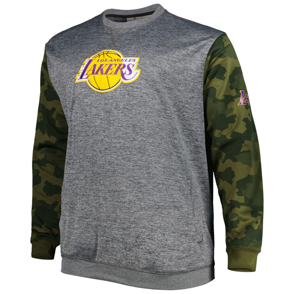 Heather Charcoal Los Angeles Lakers Big & Tall Camo Stitched Sweatshirt | NBA