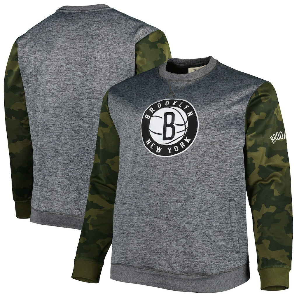 Heather Charcoal Brooklyn Nets Big & Tall Camo Stitched Sweatshirt | NBA