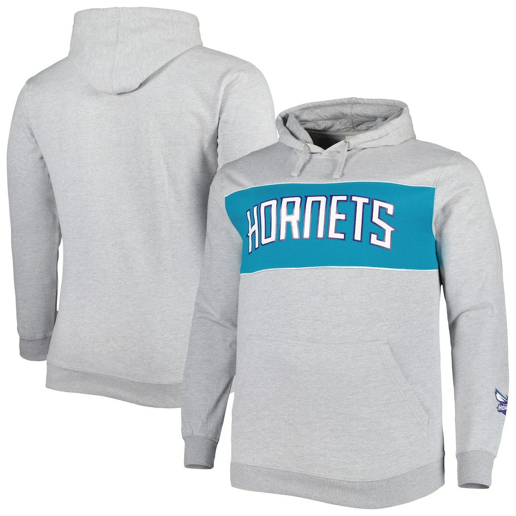 Heather Gray Charlotte Hornets Big & Tall Wordmark Pullover Hoodie | NBA