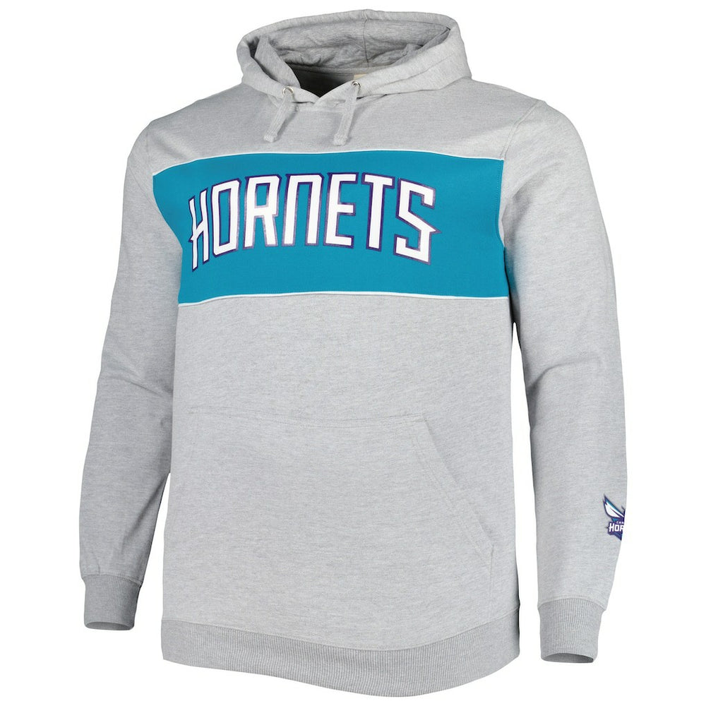 Heather Gray Charlotte Hornets Big & Tall Wordmark Pullover Hoodie | NBA