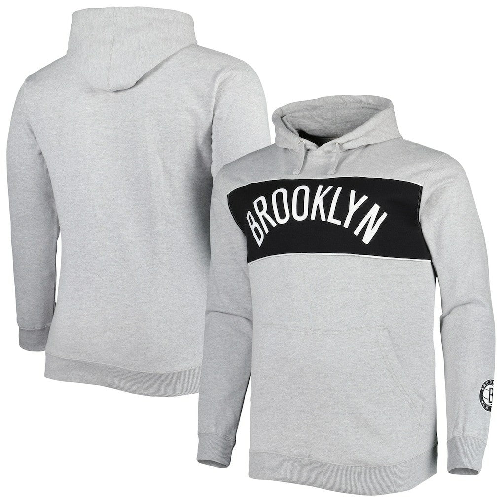 Heather Gray Brooklyn Nets Big & Tall Wordmark Pullover Hoodie | NBA
