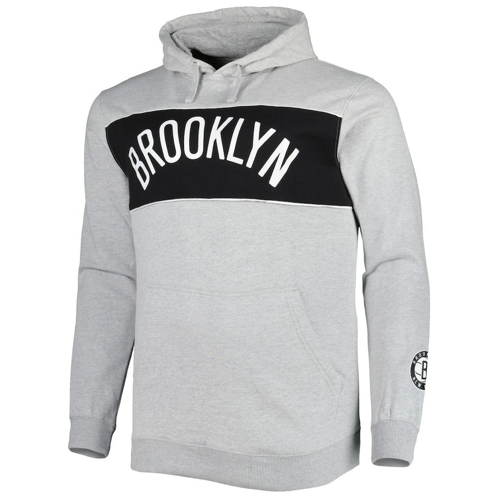 Heather Gray Brooklyn Nets Big & Tall Wordmark Pullover Hoodie | NBA
