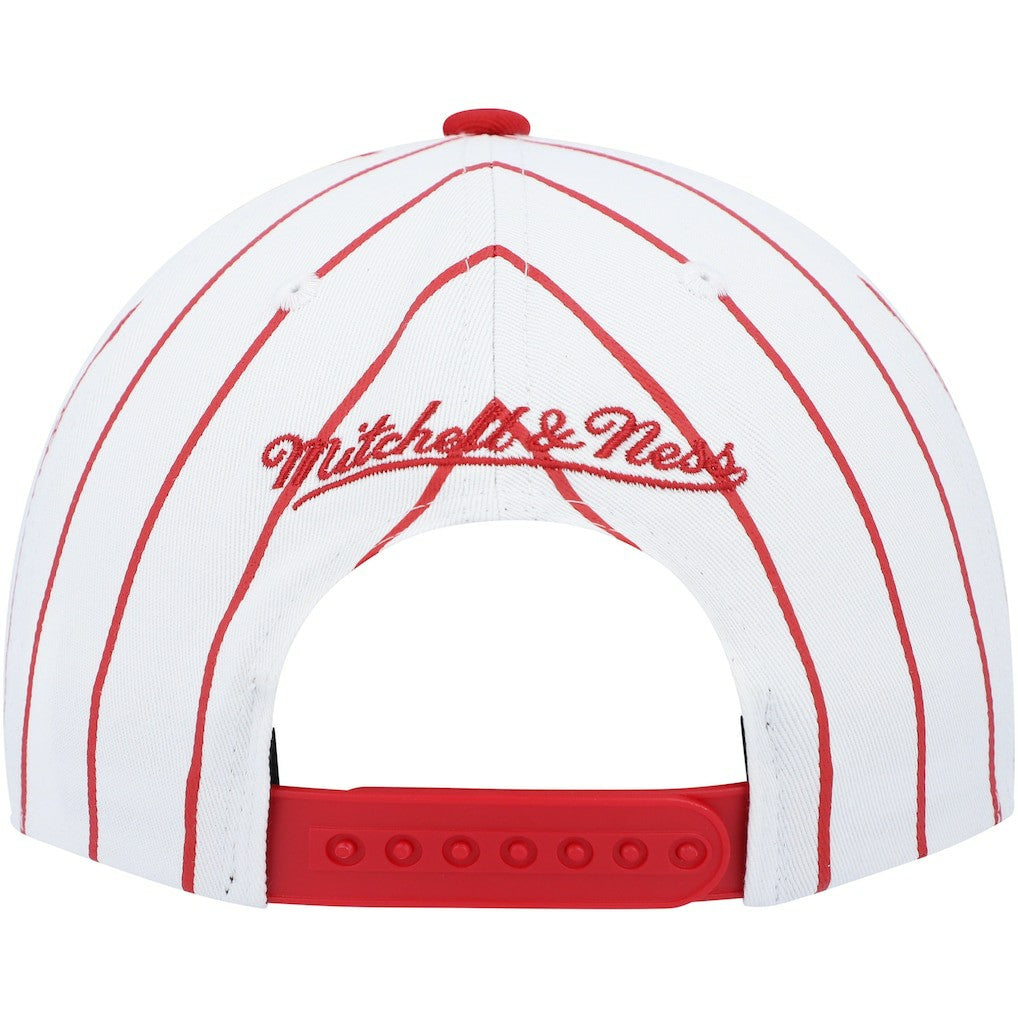 White Philadelphia 76ers Hardwood Classics Pinstripe Snapback Hat | NBA