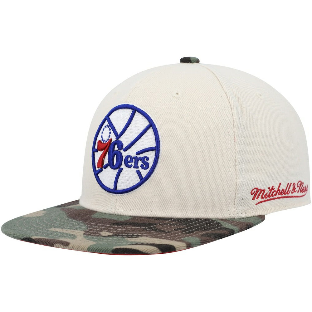Cream/Camo Philadelphia 76ers Hardwood Classics 1976 NBA All-Star Game Off White Camo Fitted Hat | NBA