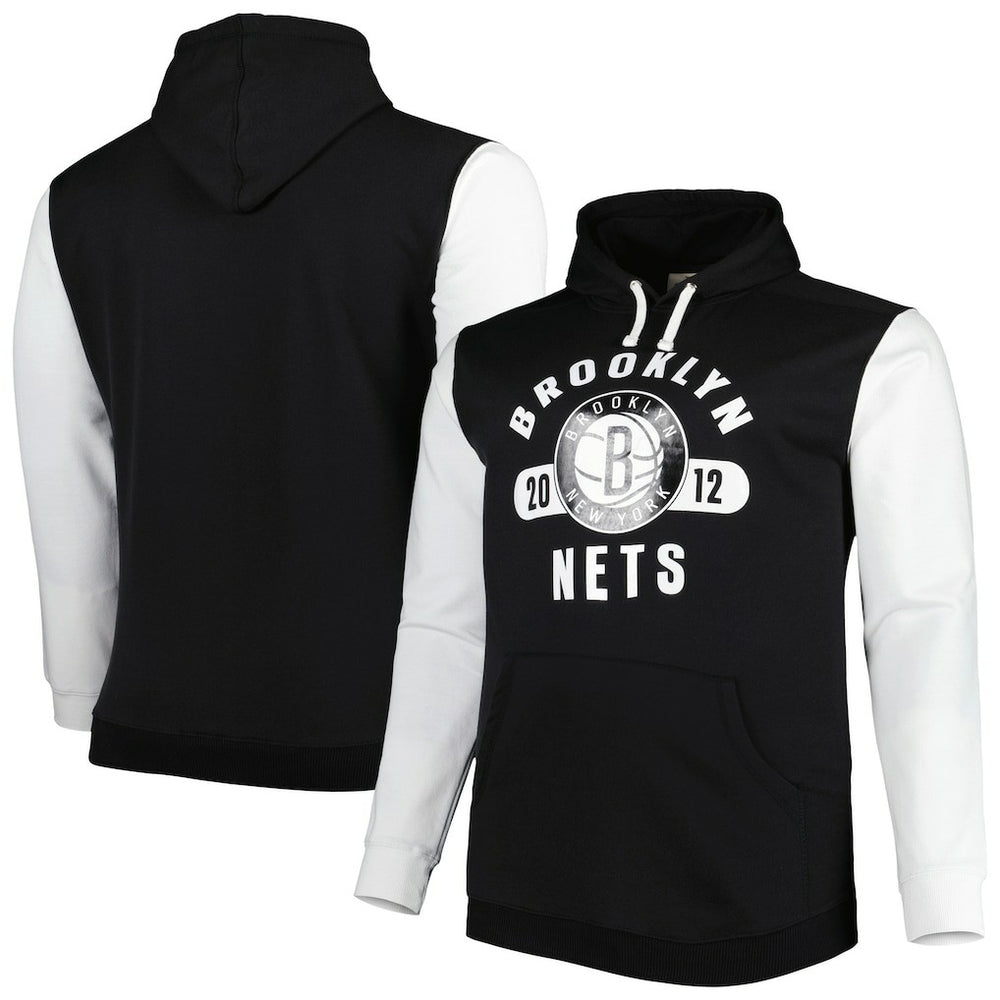 Black/White Brooklyn Nets Big & Tall Bold Attack Pullover Hoodie | NBA