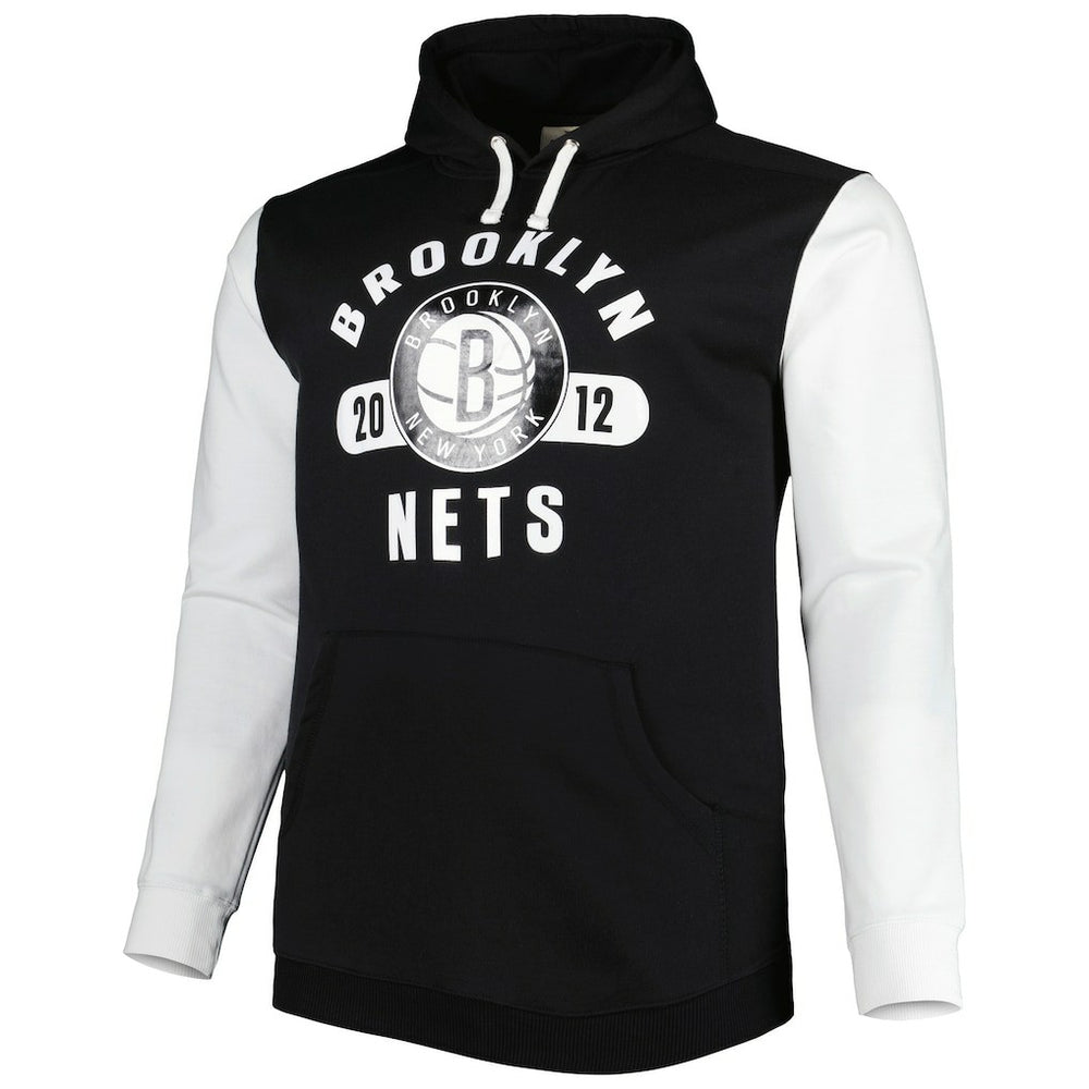Black/White Brooklyn Nets Big & Tall Bold Attack Pullover Hoodie | NBA