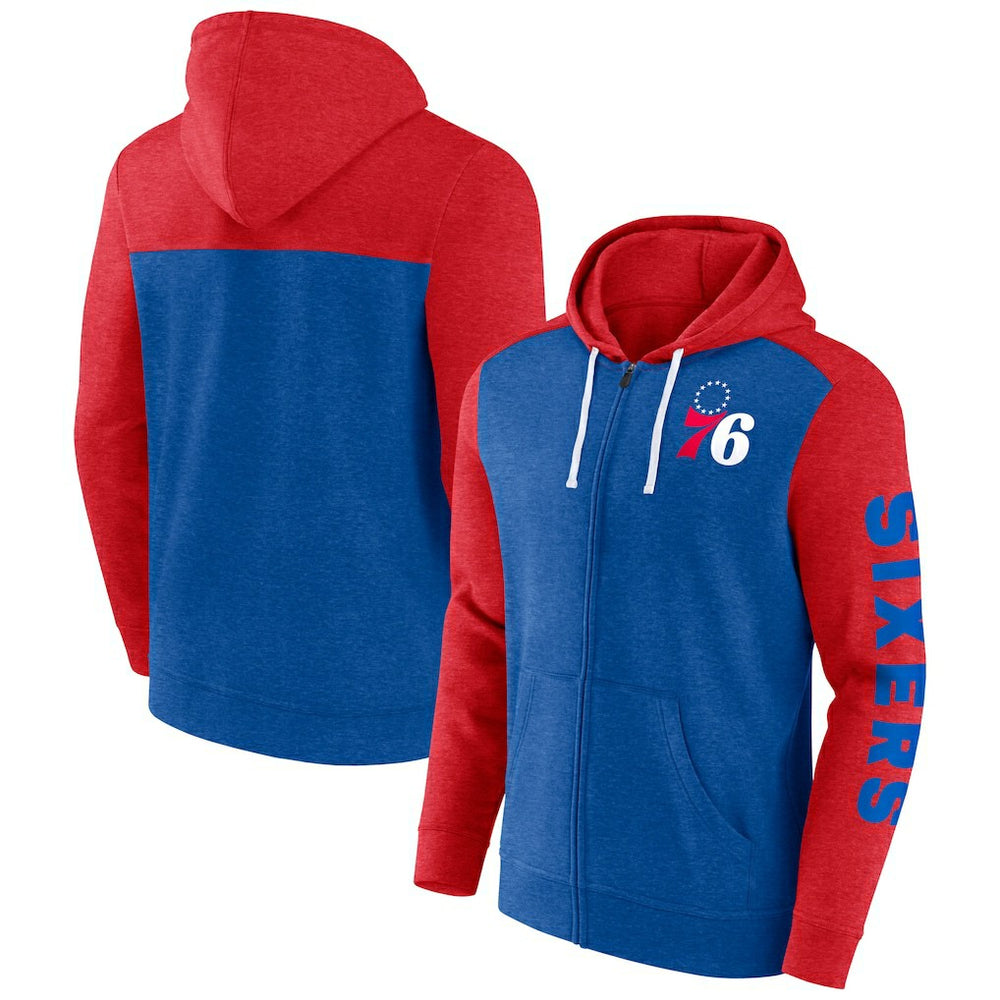 Royal/Red Philadelphia 76ers Big & Tall Down and Distance Full-Zip Hoodie | NBA