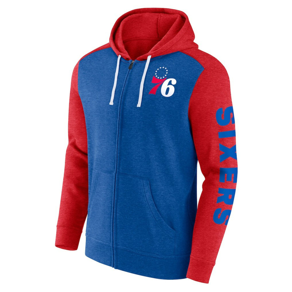Royal/Red Philadelphia 76ers Big & Tall Down and Distance Full-Zip Hoodie | NBA