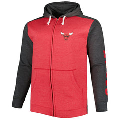 Heathered Red/Heathered Black Chicago Bulls Big & Tall Down and Distance Full-Zip Hoodie | NBA