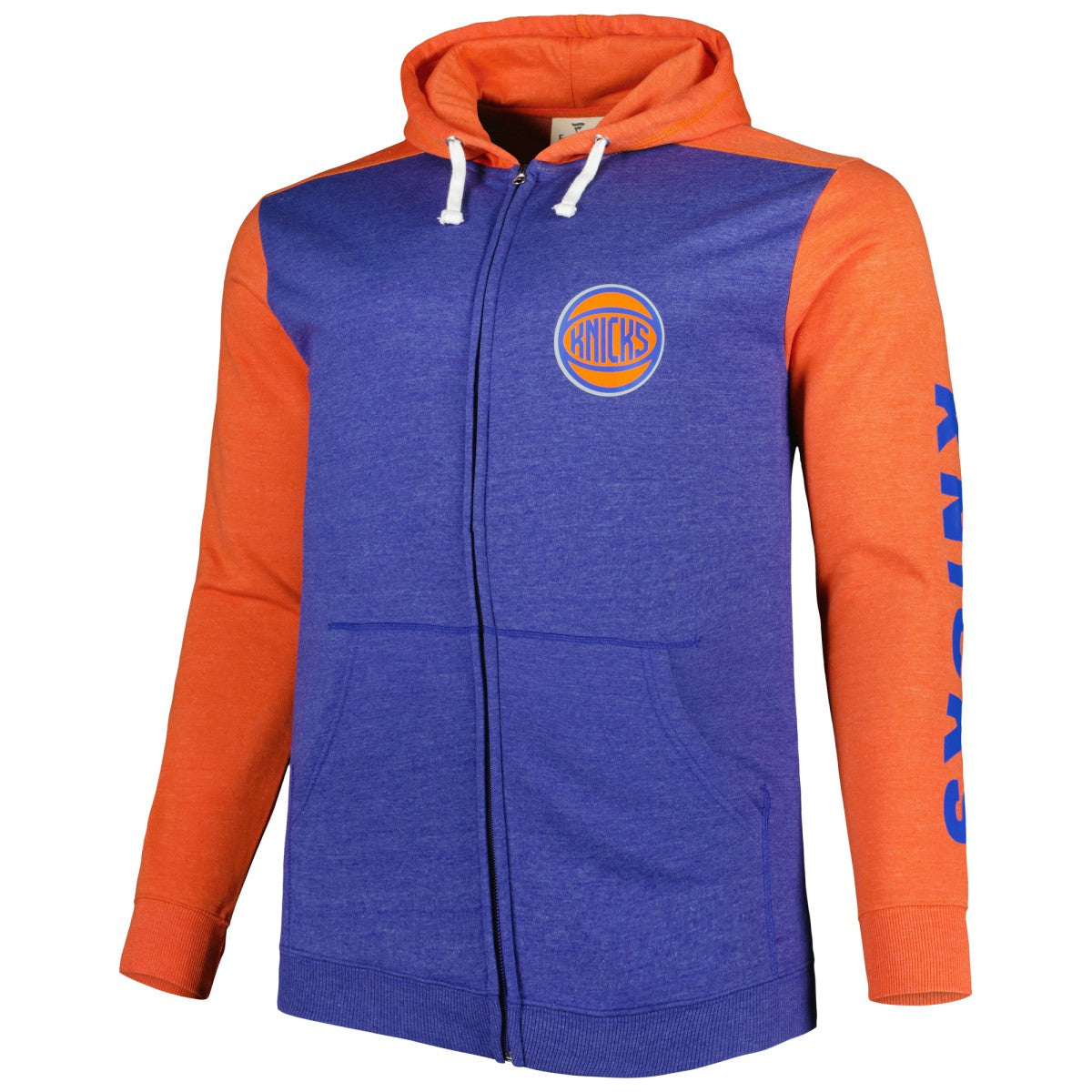 Heathered Blue/Heathered Orange New York Knicks Big & Tall Down and Distance Full-Zip Hoodie | NBA