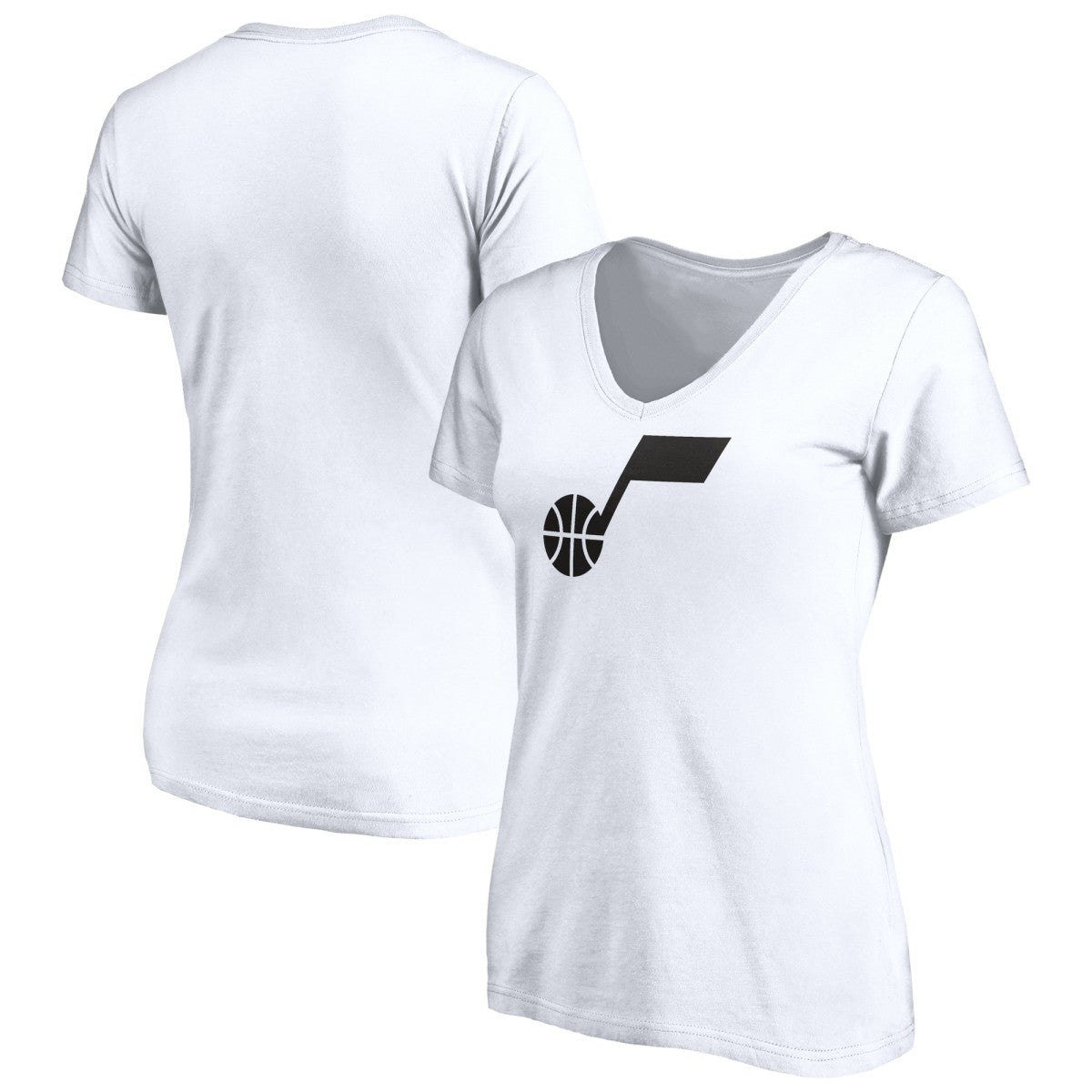 White Utah Jazz Women's Primary Team Logo V-Neck T-Shirt | NBA