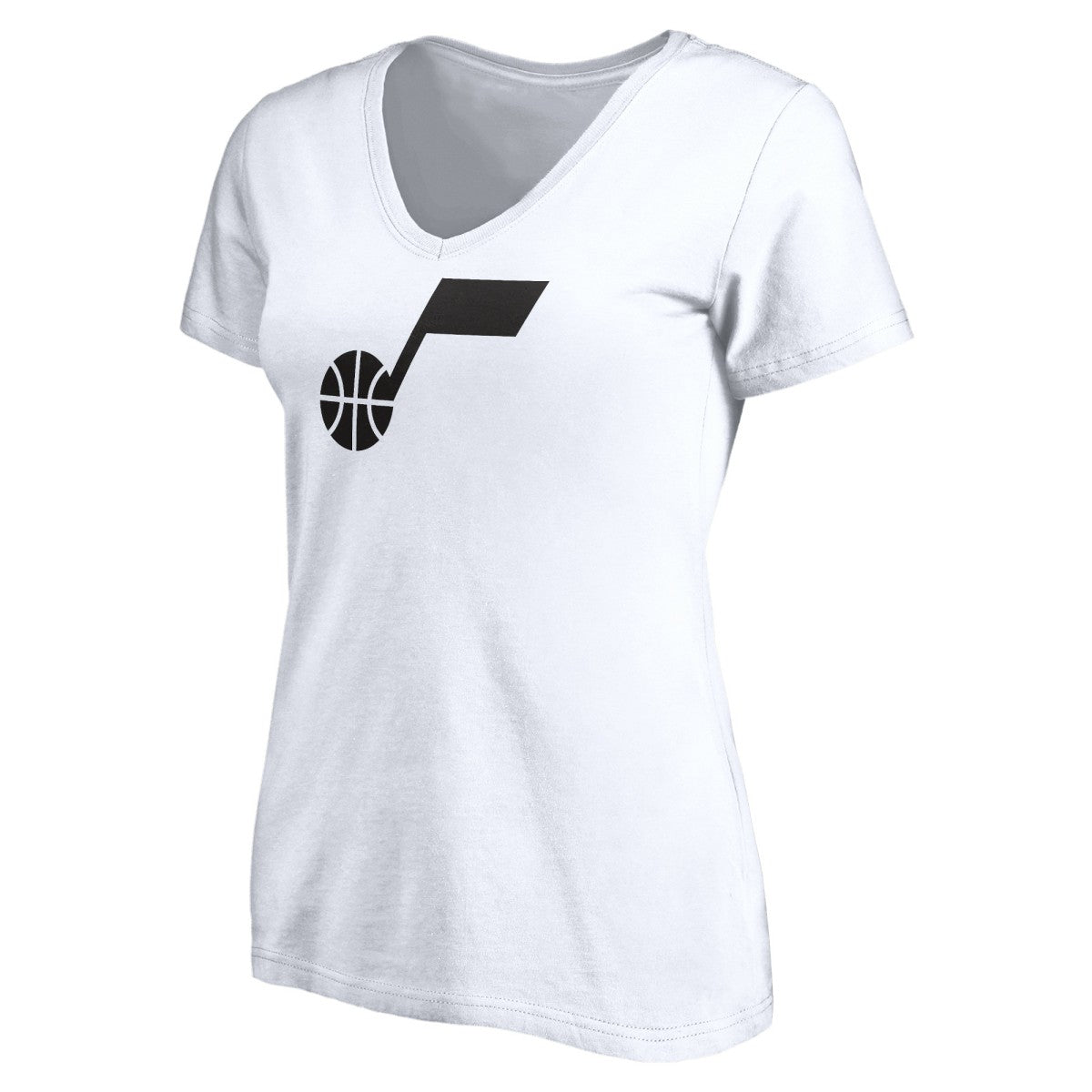 White Utah Jazz Women's Primary Team Logo V-Neck T-Shirt | NBA